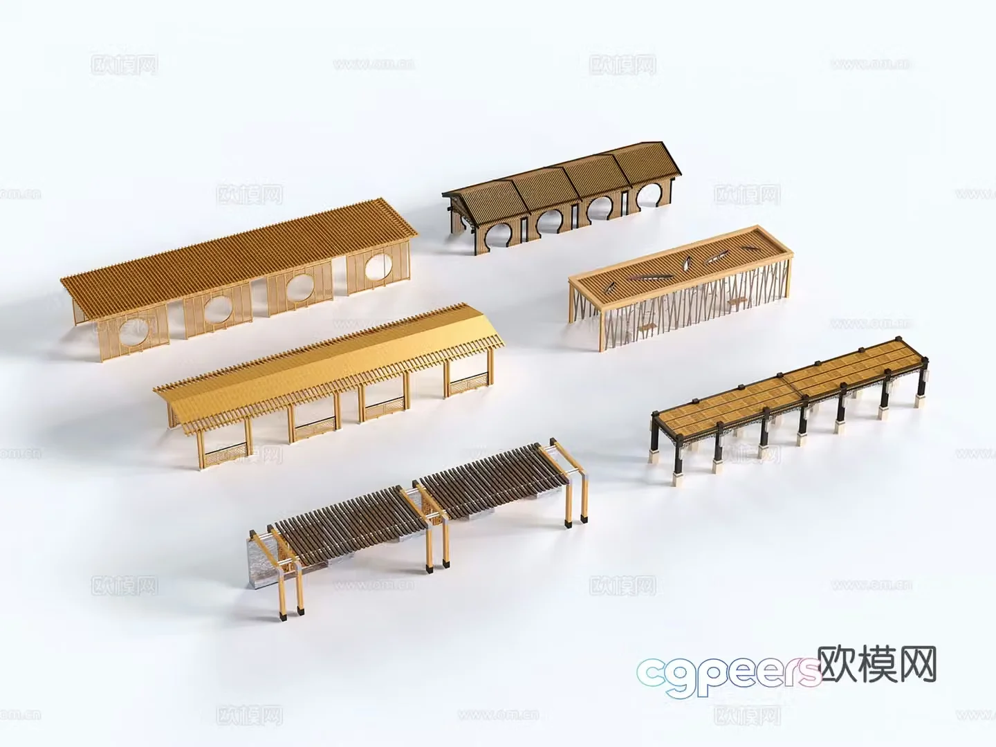 Modern outdoor corridor landscape rack promenade flower frame gazebo 3D model