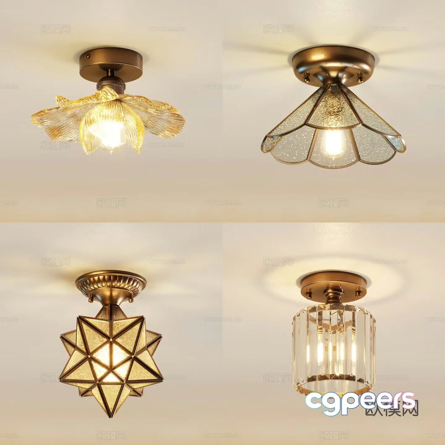 American ceiling lamp 3d model