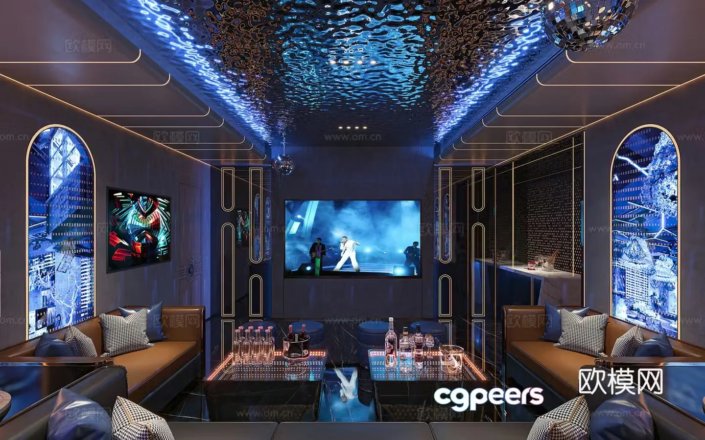 Modern KTV Modern KTV Private Room Singing Room Singing Room KTV Sofa Combination 3D Model