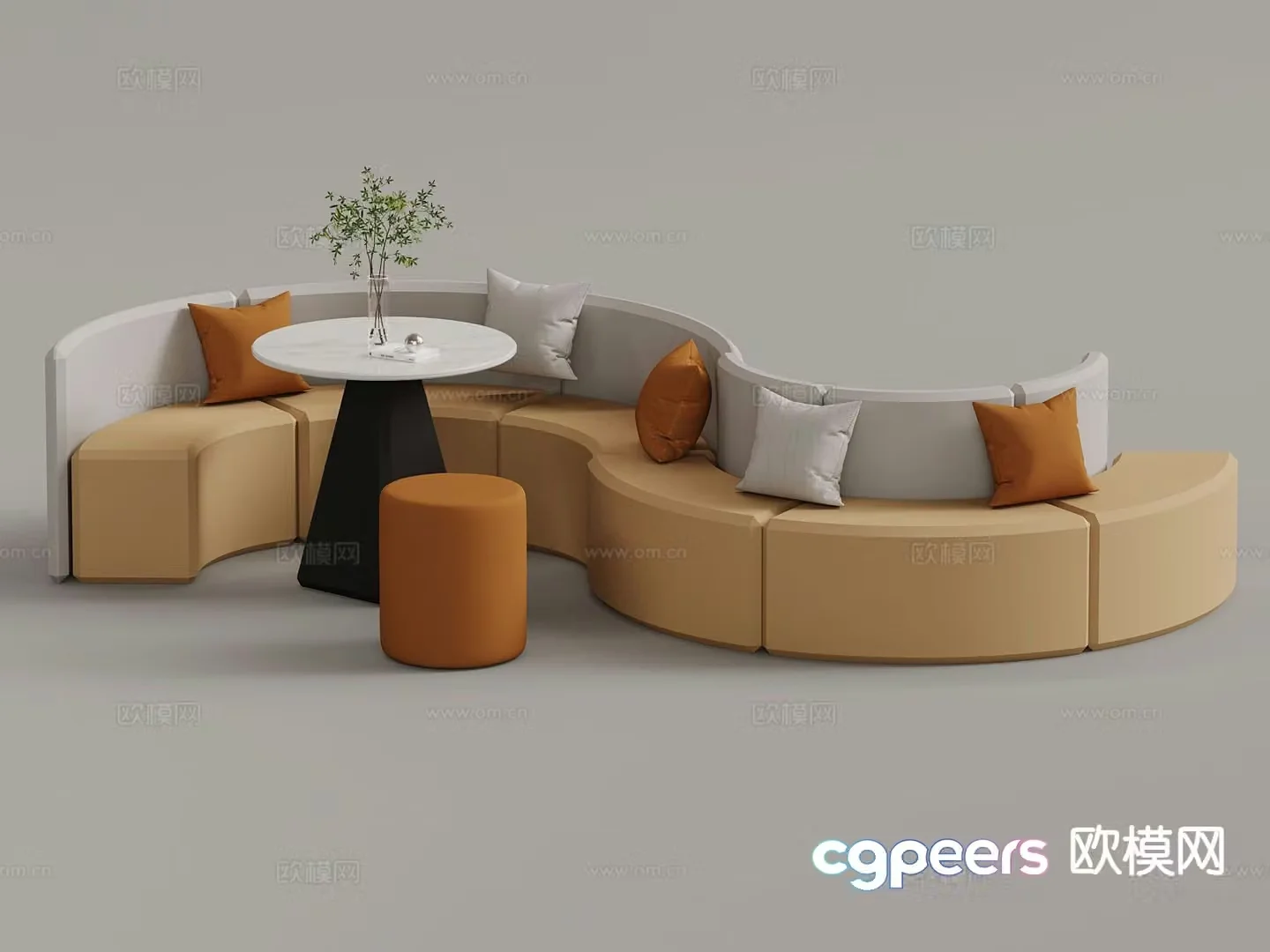 Card seat curved sofa special-shaped sofa 3d model