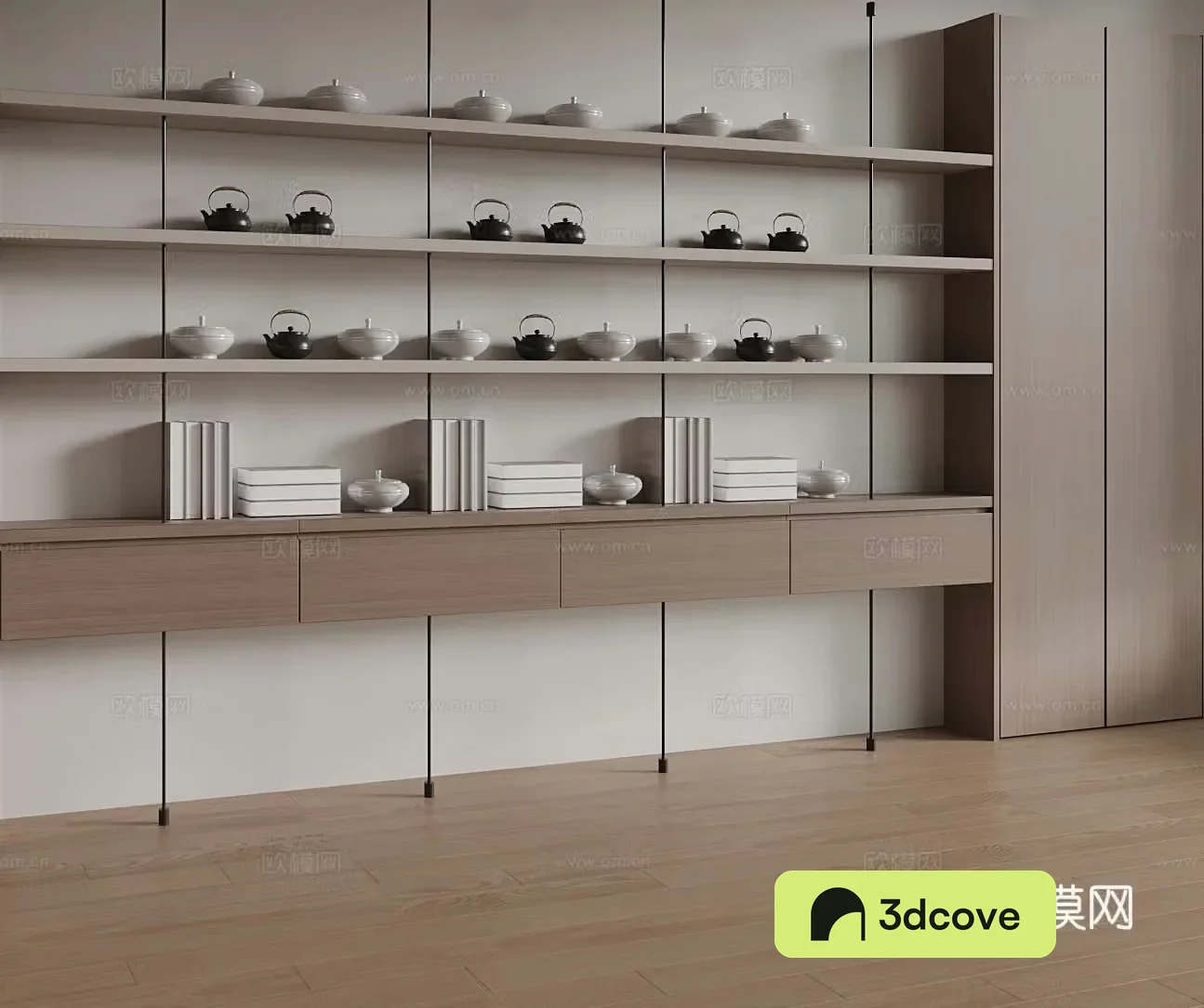 New Chinese style tea cabinet tea set