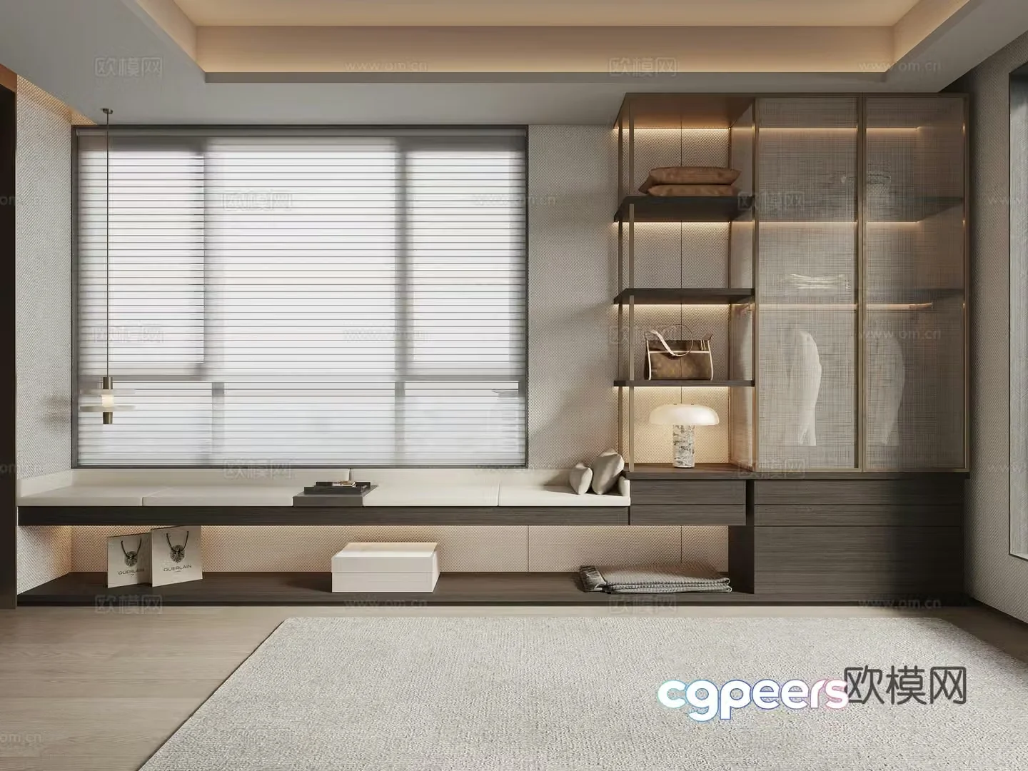 Modern light luxury wardrobe combination cabinet booth sofa jewelry ornaments clothing curtains carpet 3d model