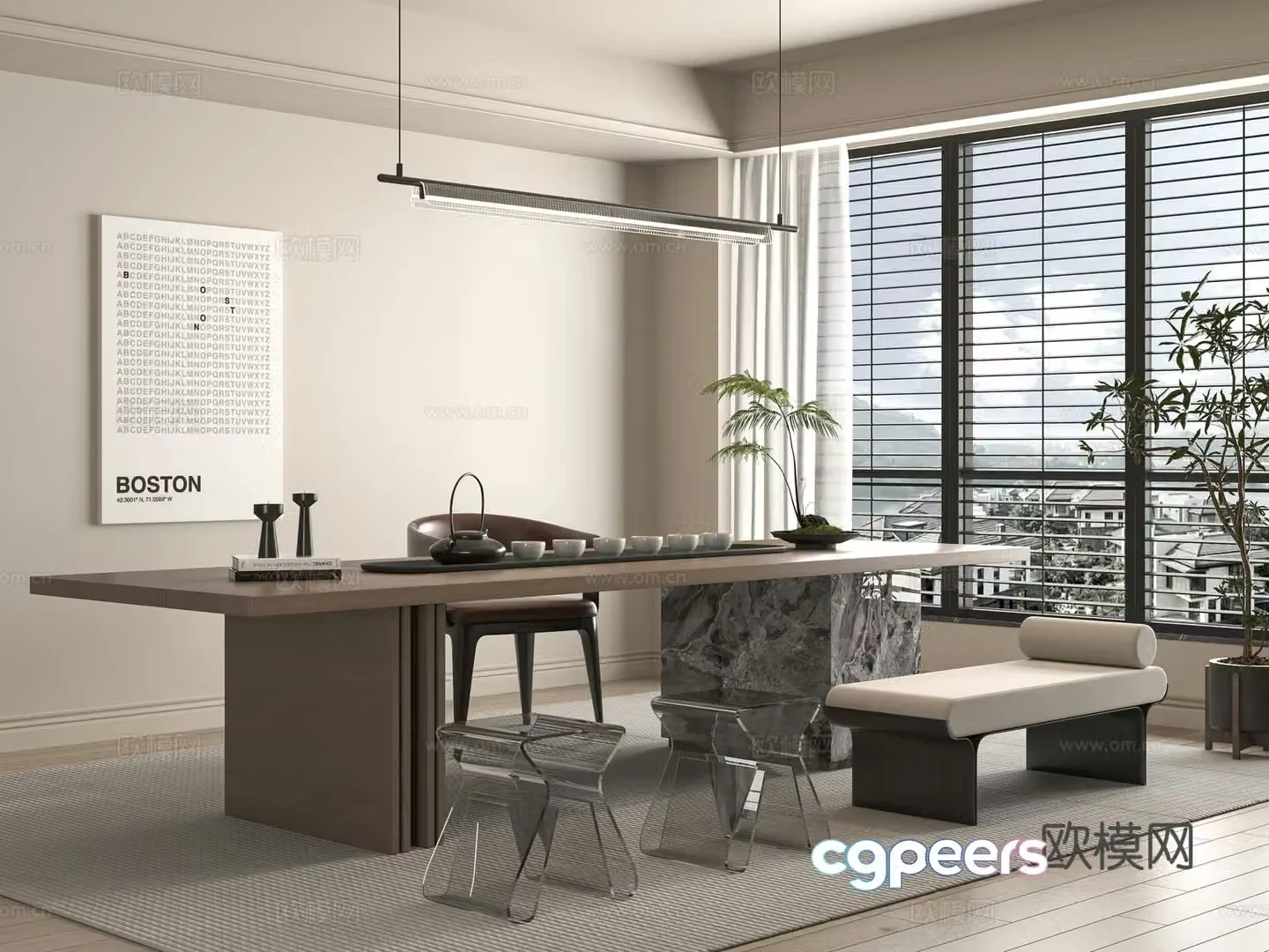 Modern tea table and chair 3d model