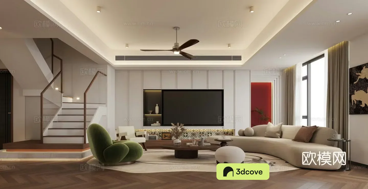 Middle-aged living room entrance sofa combination entrance water bar dining table 3D model