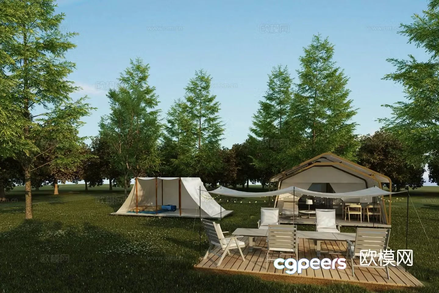 Modern campsite 3d model
