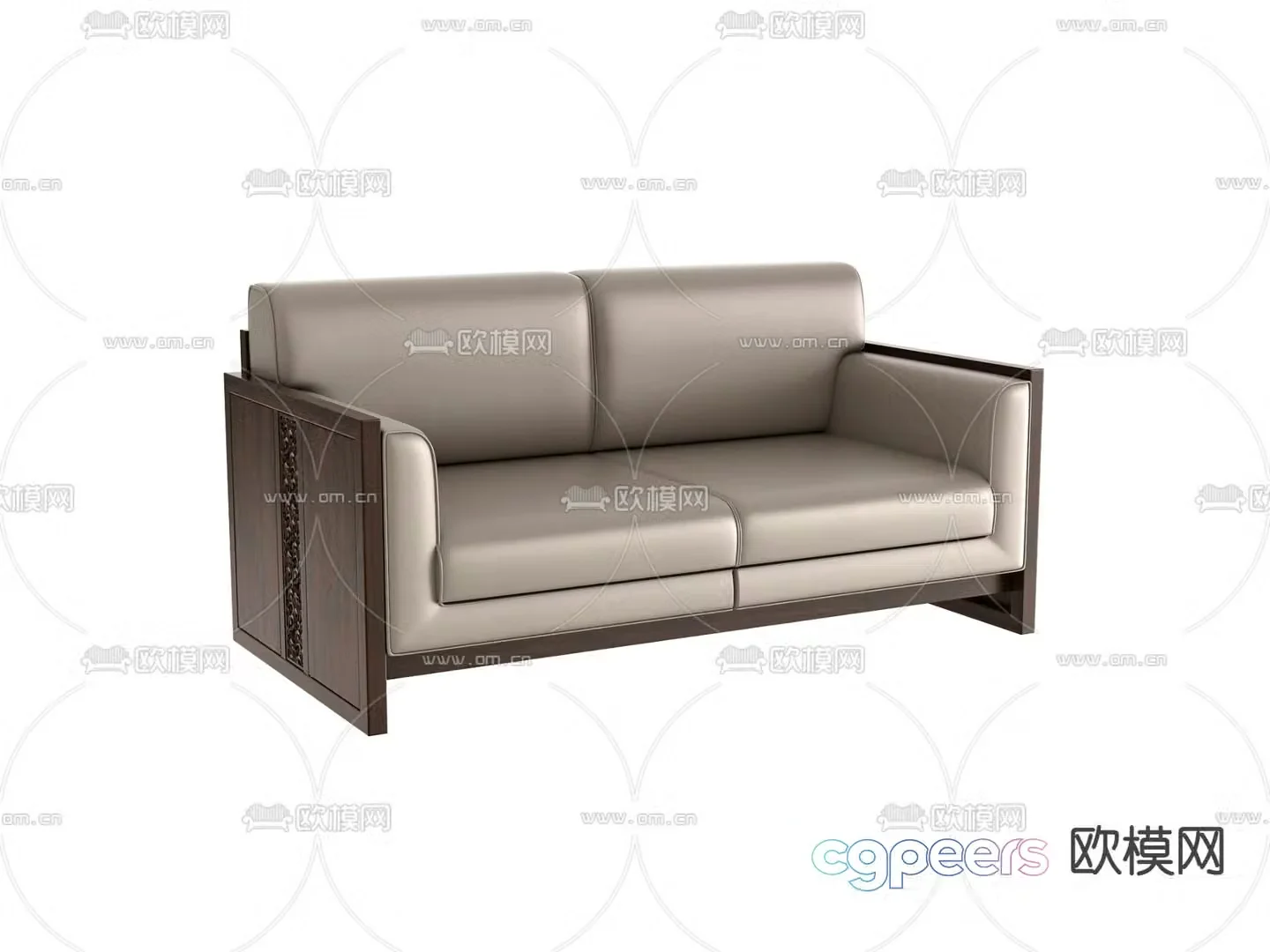 Double sofa leather sofa 3d model