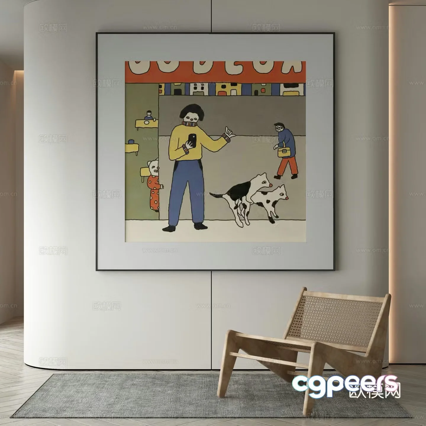 Wasabi hanging painting oil painting 3d model