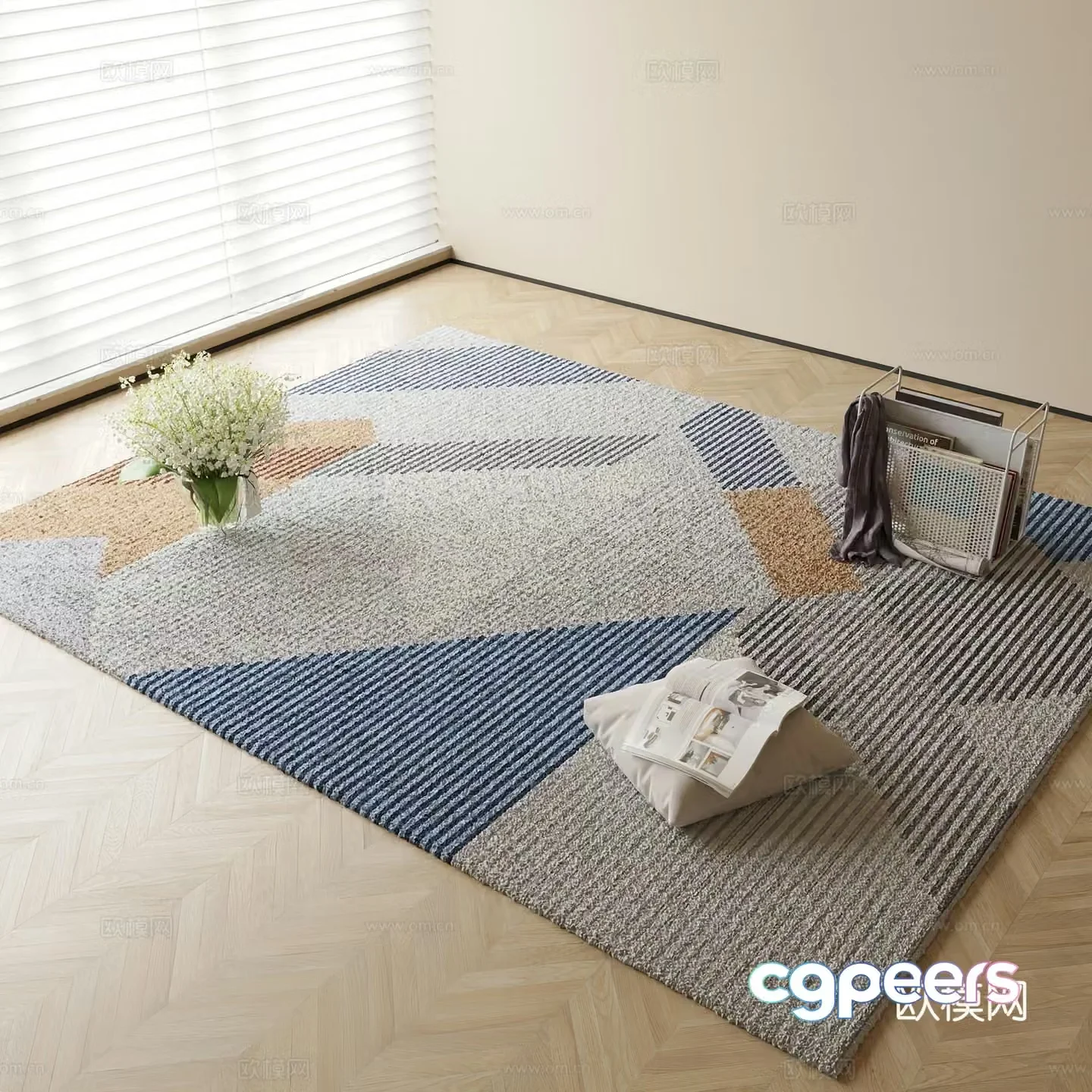 striped carpet square carpet 3d model