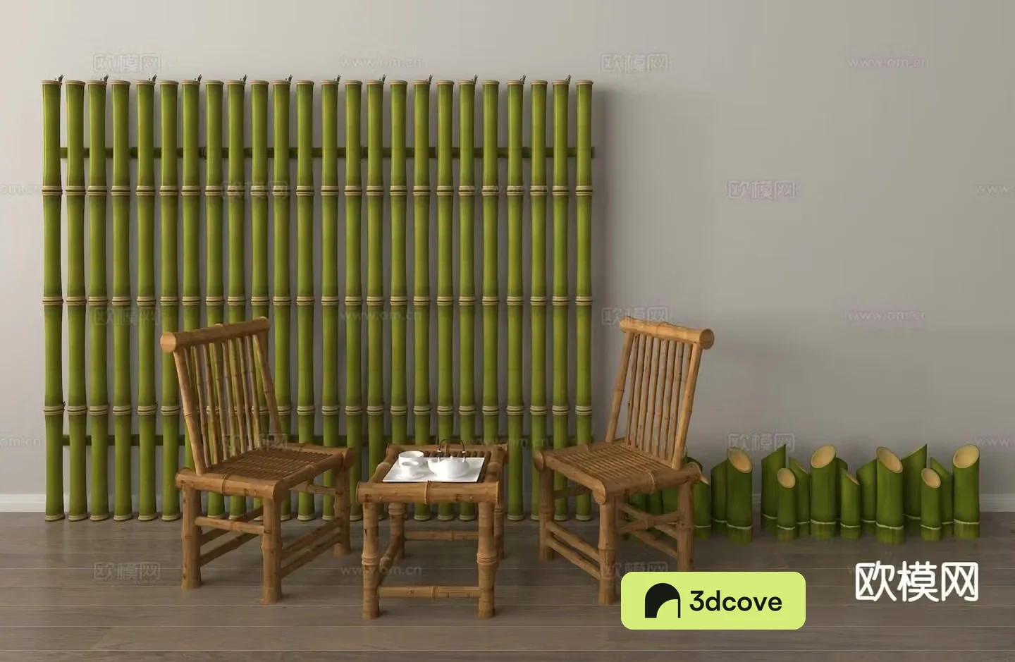 Chinese outdoor tables and chairs leisure tables and chairs bamboo raft wall