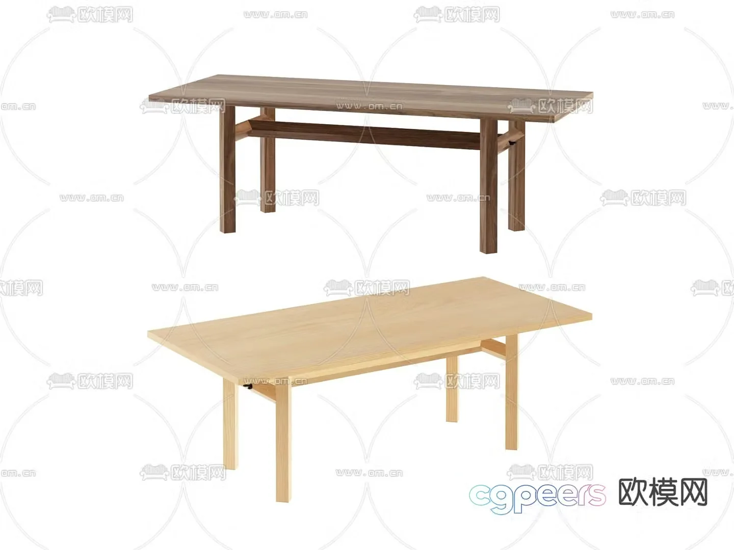 modern dining table wooden table long table 3d model