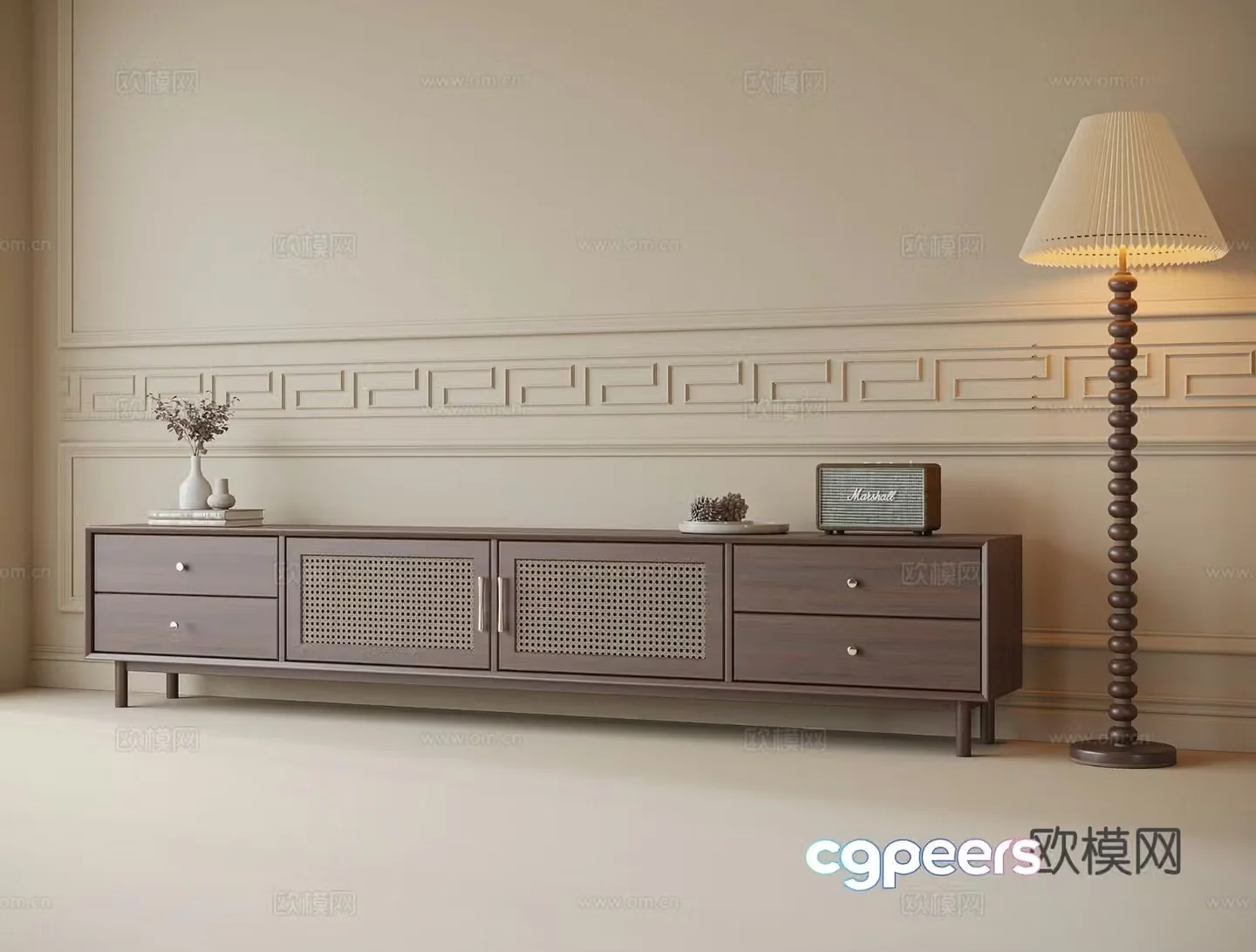 Medieval style TV cabinet 3D model
