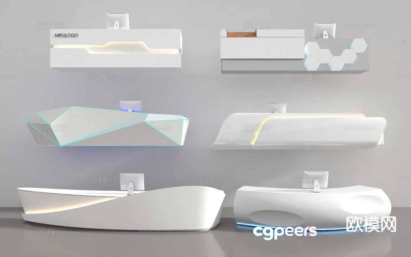 Modern front desk reception desk cashier desk 3d model