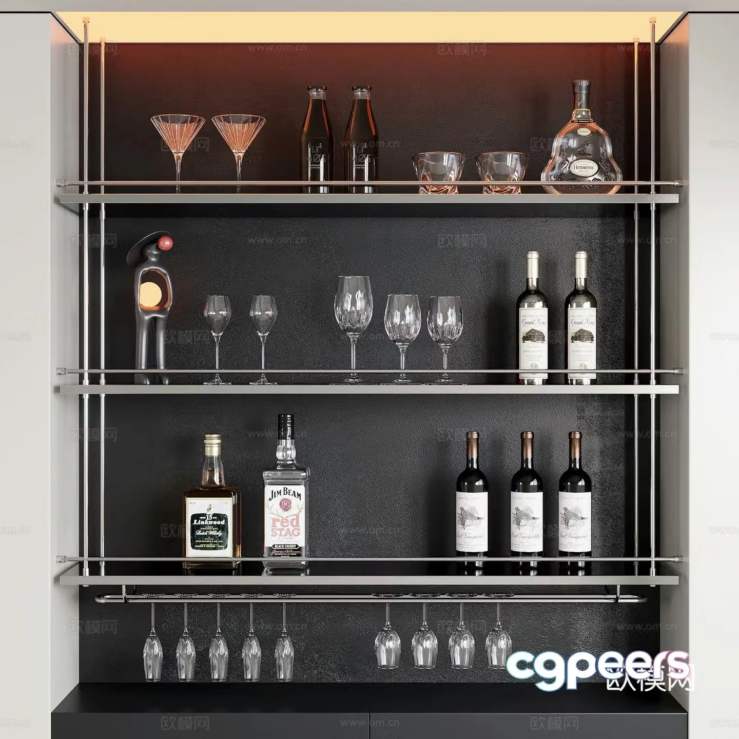 Modern wine cabinet wine rack 3d model