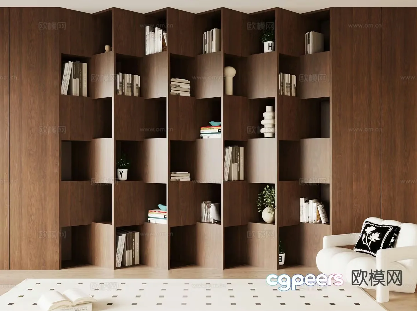 Middle-aged bookcase 3D model bookcase 3D model