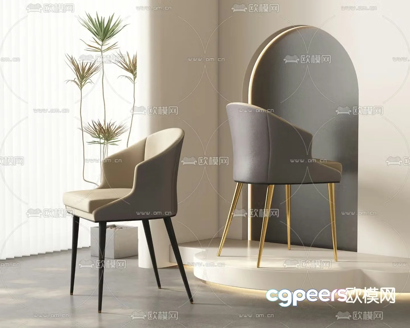 leather chair dining chair 3d model