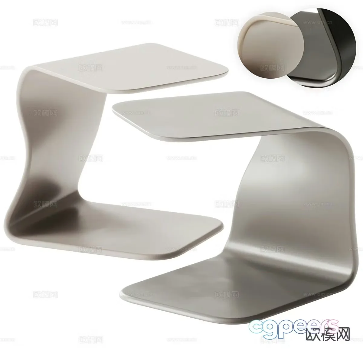 Metal corner table side table 3d model
