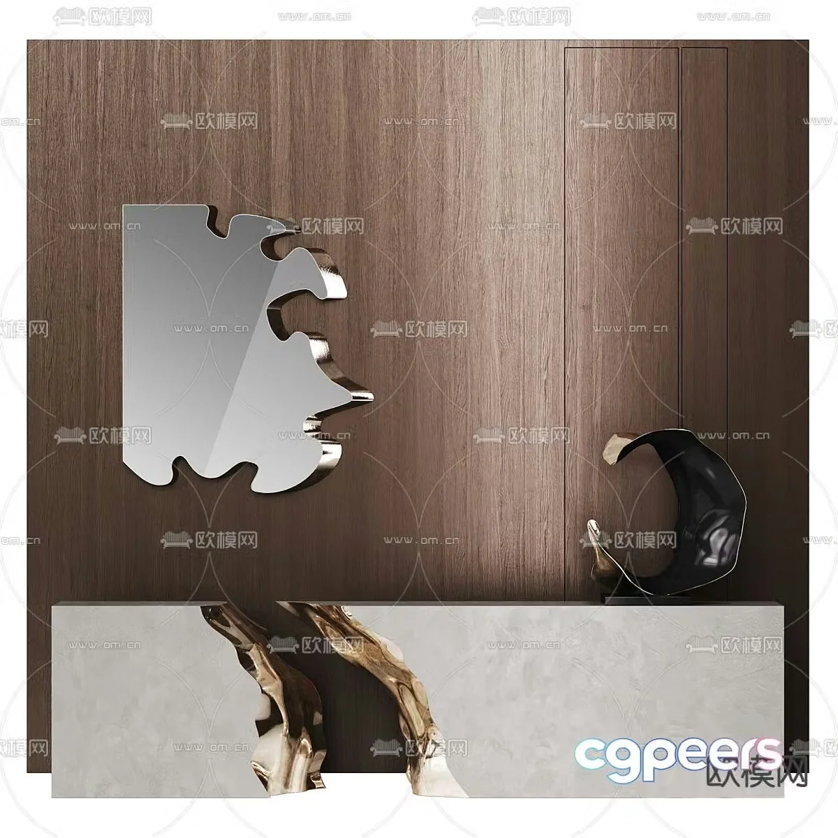 Modern front desk reception desk service desk information desk background wall 3d model
