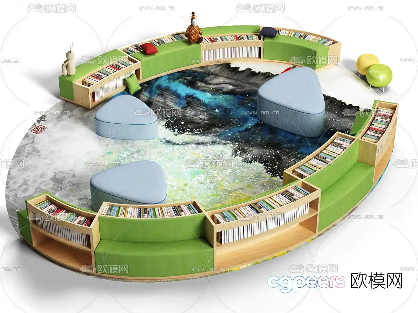 Modern children’s bookcase card holder 3D model
