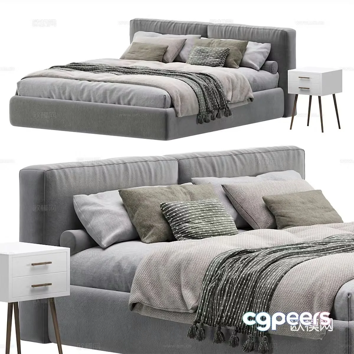 Modern double bed 3d model