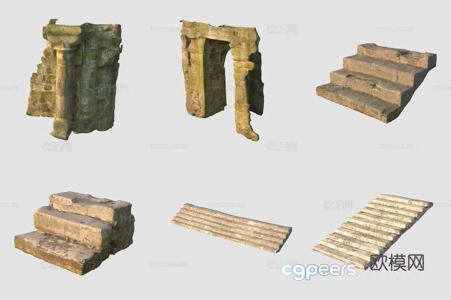 Ancient Steps Arch Fence 3D Model