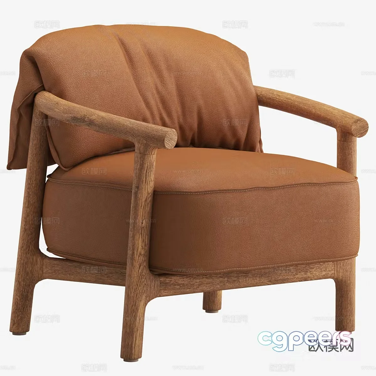 Medium-old single sofa Leather single sofa Leather single sofa Leather casual chair Leather single 3D model