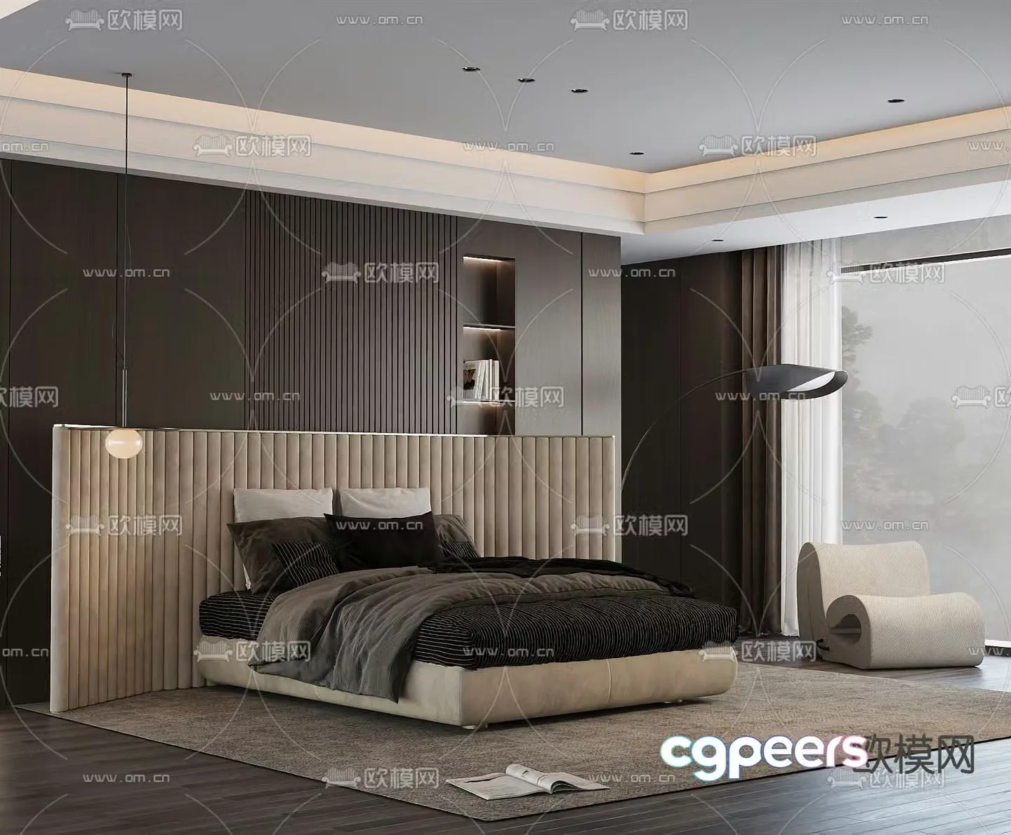 Italian double bed 3d model