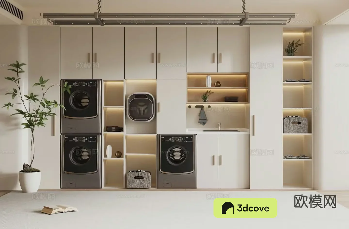 Cream style washing machine cabinet balcony cabinet