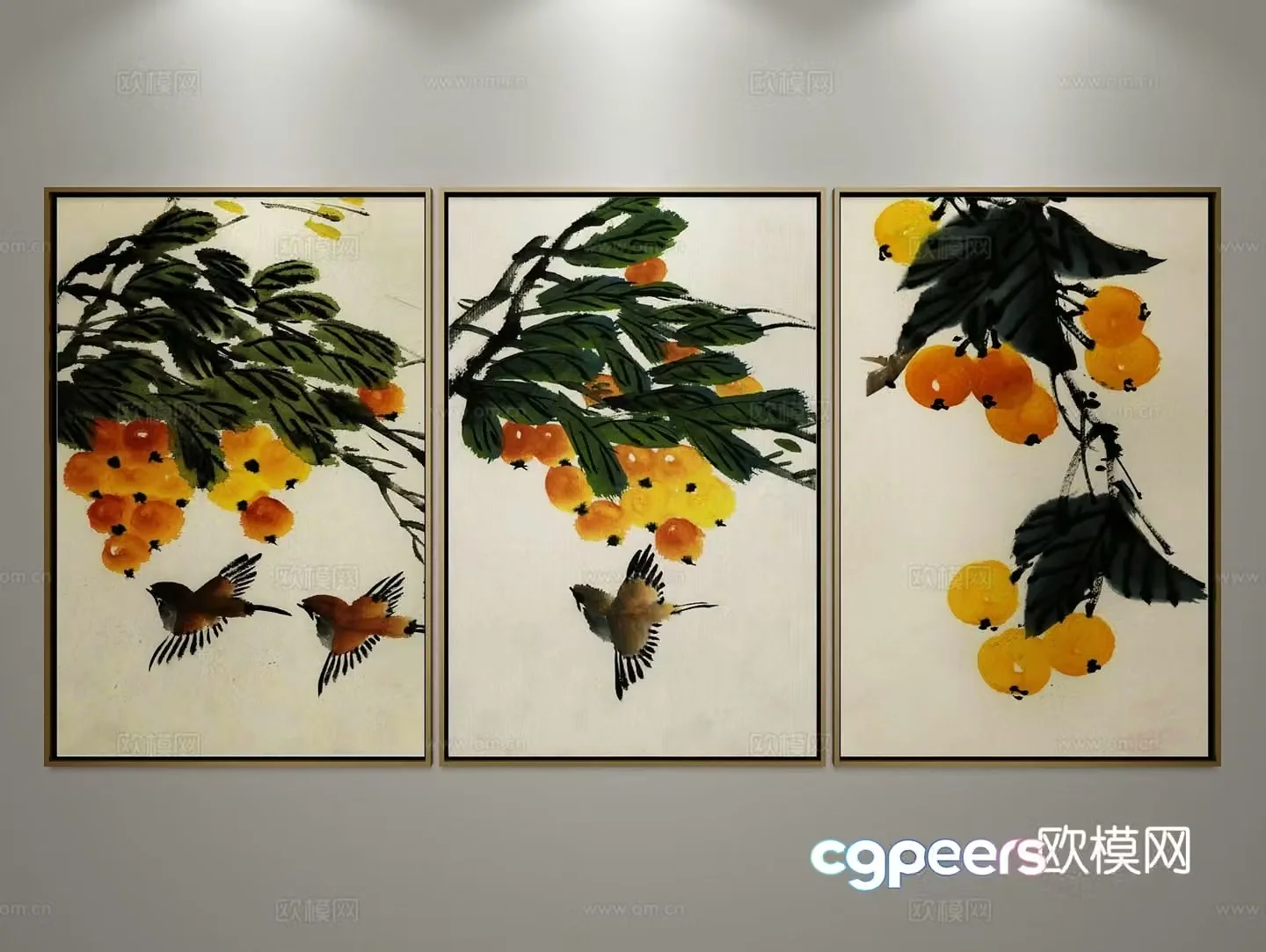 New Chinese style decorative painting flower and bird painting 3D model