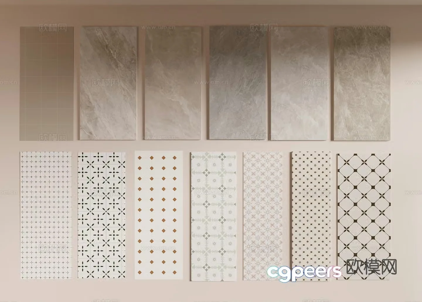 3D model of flower tiles
