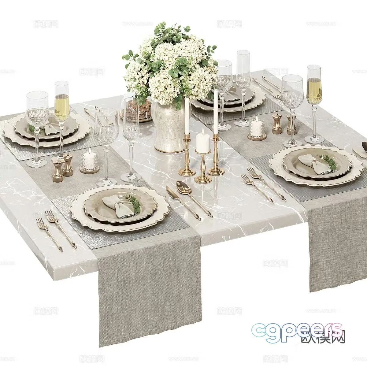 New Chinese style light luxury tableware 3D model