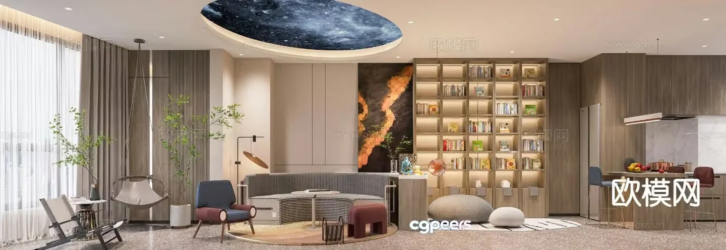 Modern guest restaurant 3d model