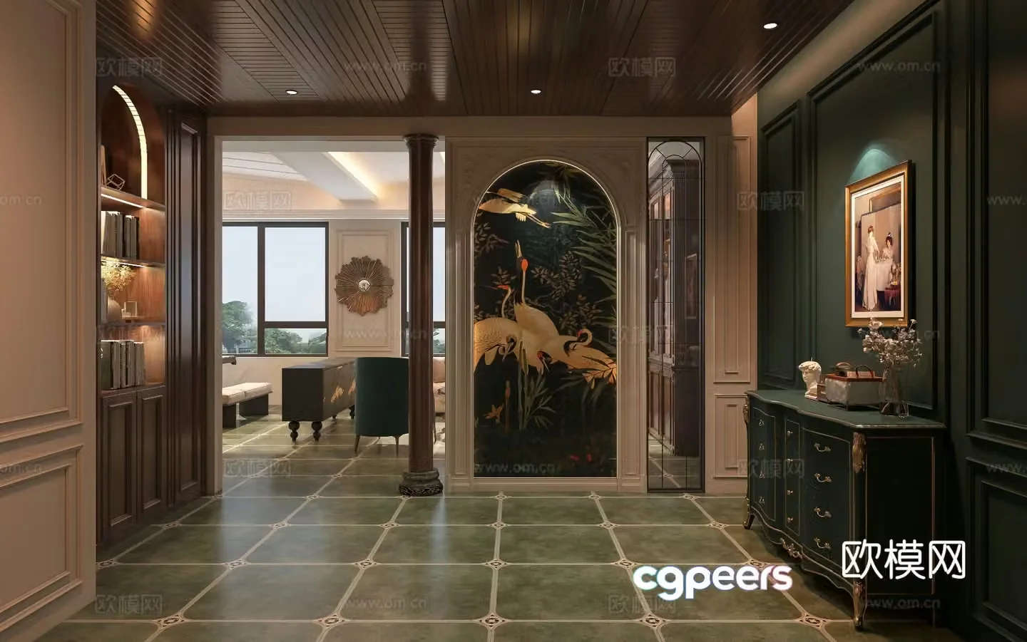 American-style entrance hall entrance hall aisle 3D model