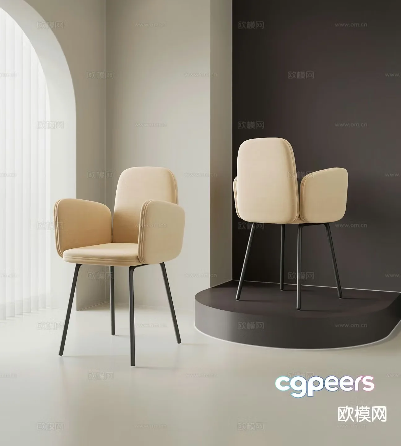 Modern dining chair single chair chair 3d model