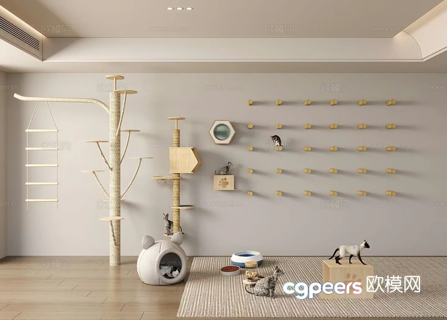 Cat crawler cat nest cat food cat 3d model
