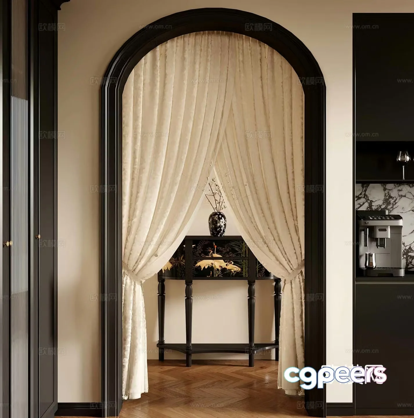 10 French curtains wardrobe sideboard entrance cabinet end viewing platform 3D model