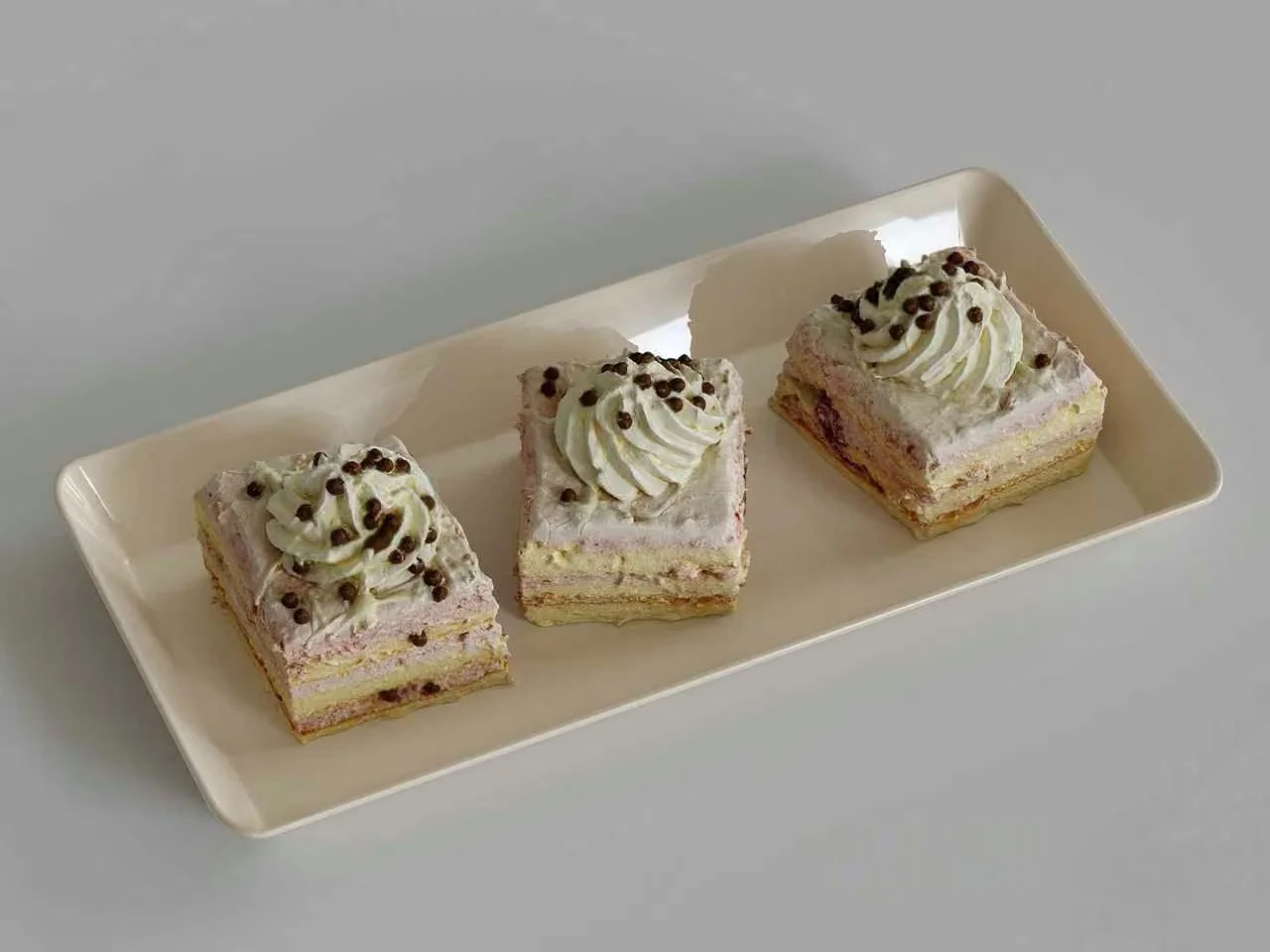 Three Square Desserts On A Plate 3D Model – 13078 – VRAY Render