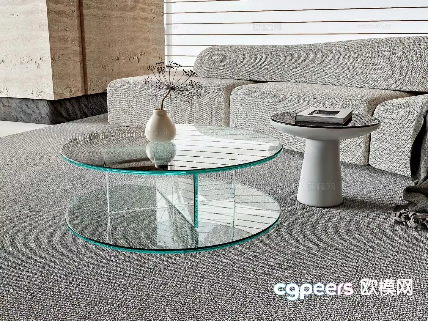 Modern glass coffee table 3d model
