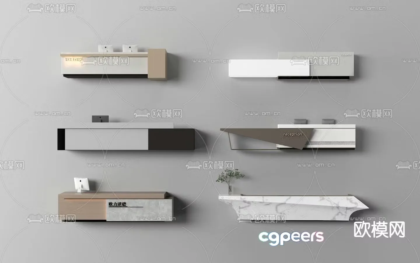 Front desk reception desk service desk 3d model