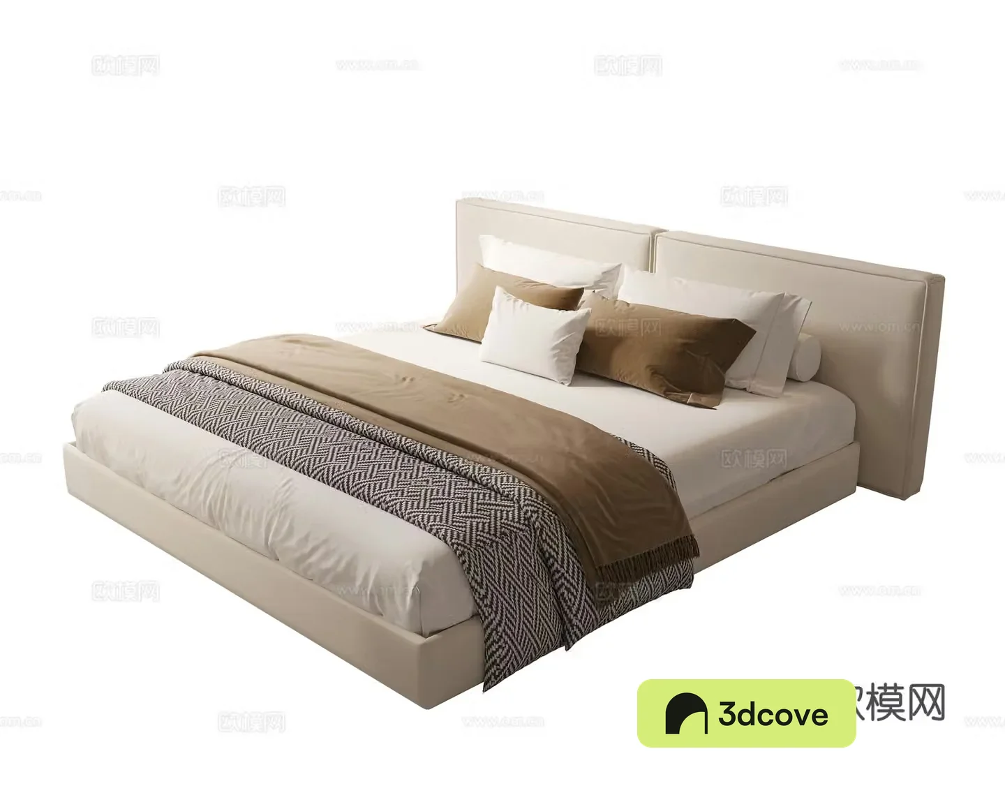 Modern double bed fabric double bed
