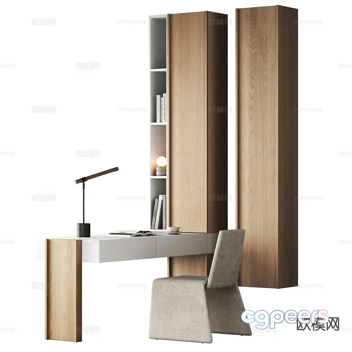 Integrated desk and chair 3d model