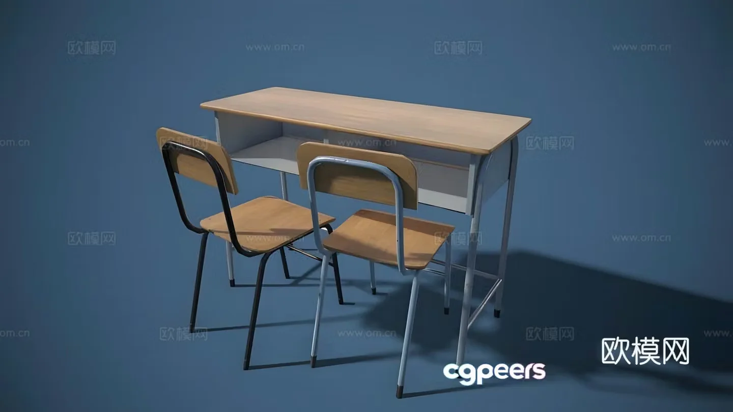 Classroom table and chair 3d model