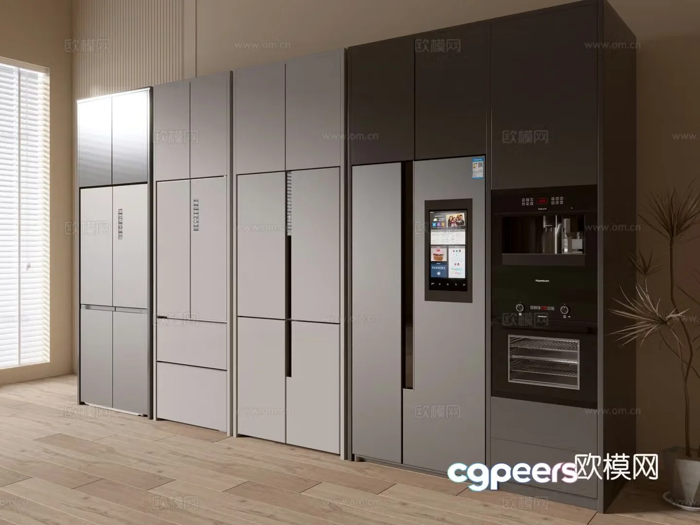 Embedded refrigerator double door refrigerator smart refrigerator 3d model