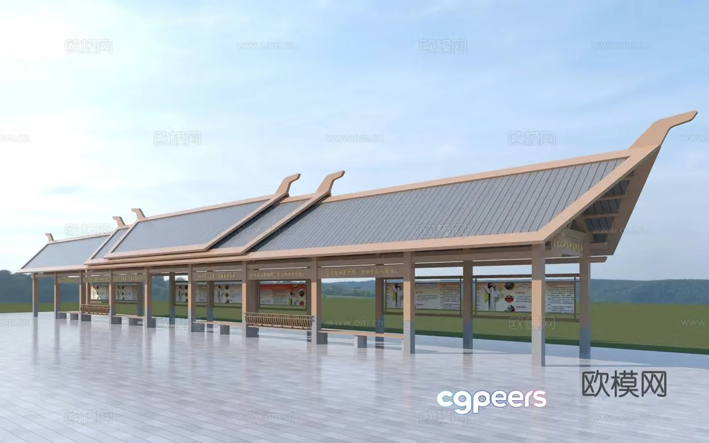 Southeast Asian corridor frame 3D model
