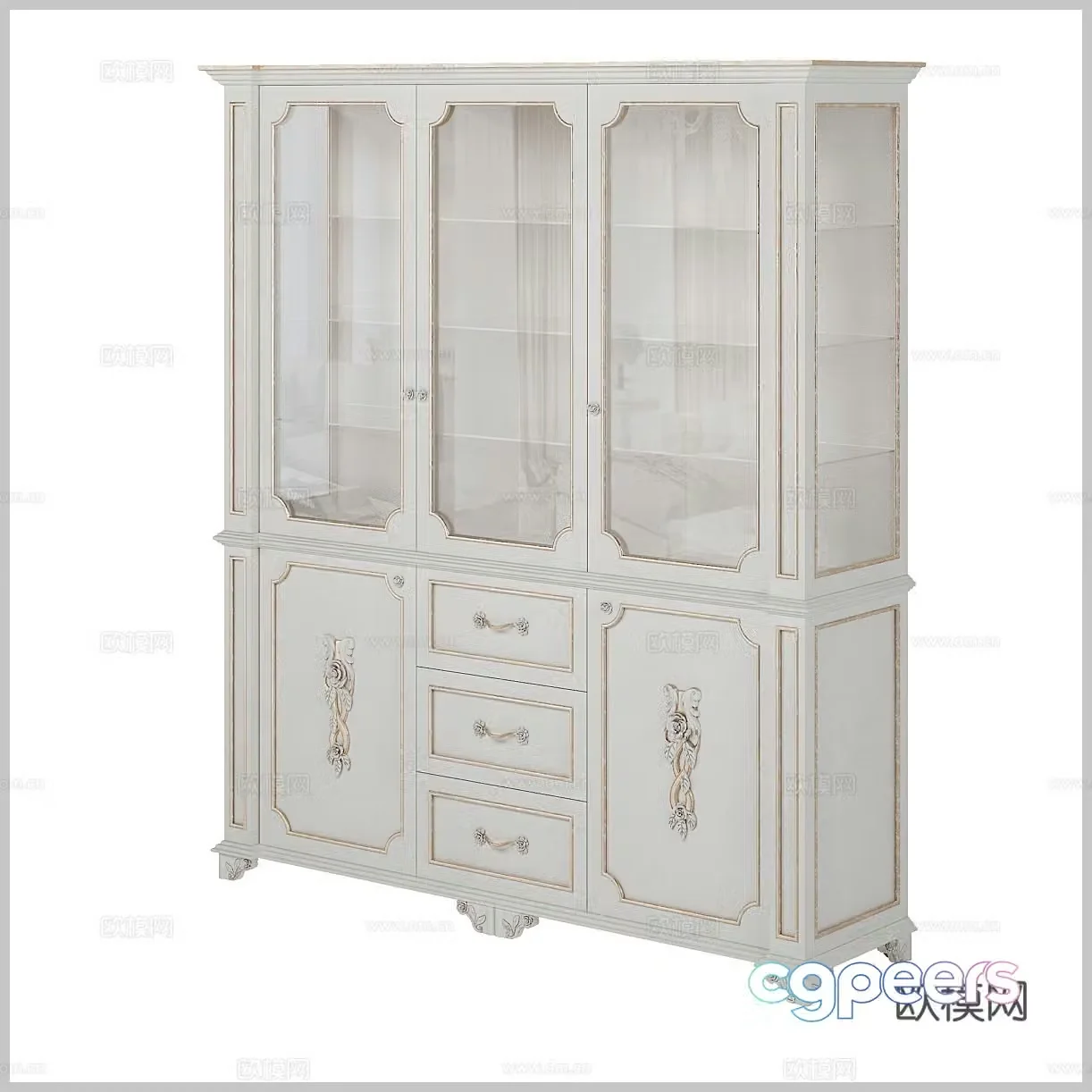 Simple European side cabinet European side cabinet American tea cabinet dining cabinet Decorative cabinet Display cabinet Classical 3D model