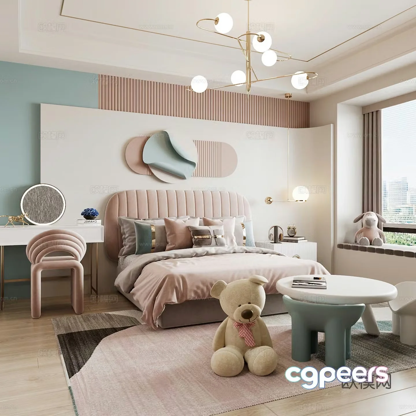 Modern children’s room girl’s room 3d model