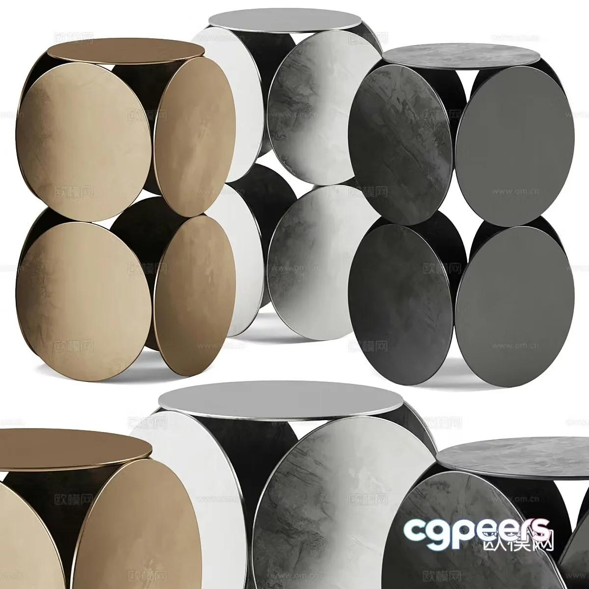 Modern Italian minimalist metal round edge 3D model