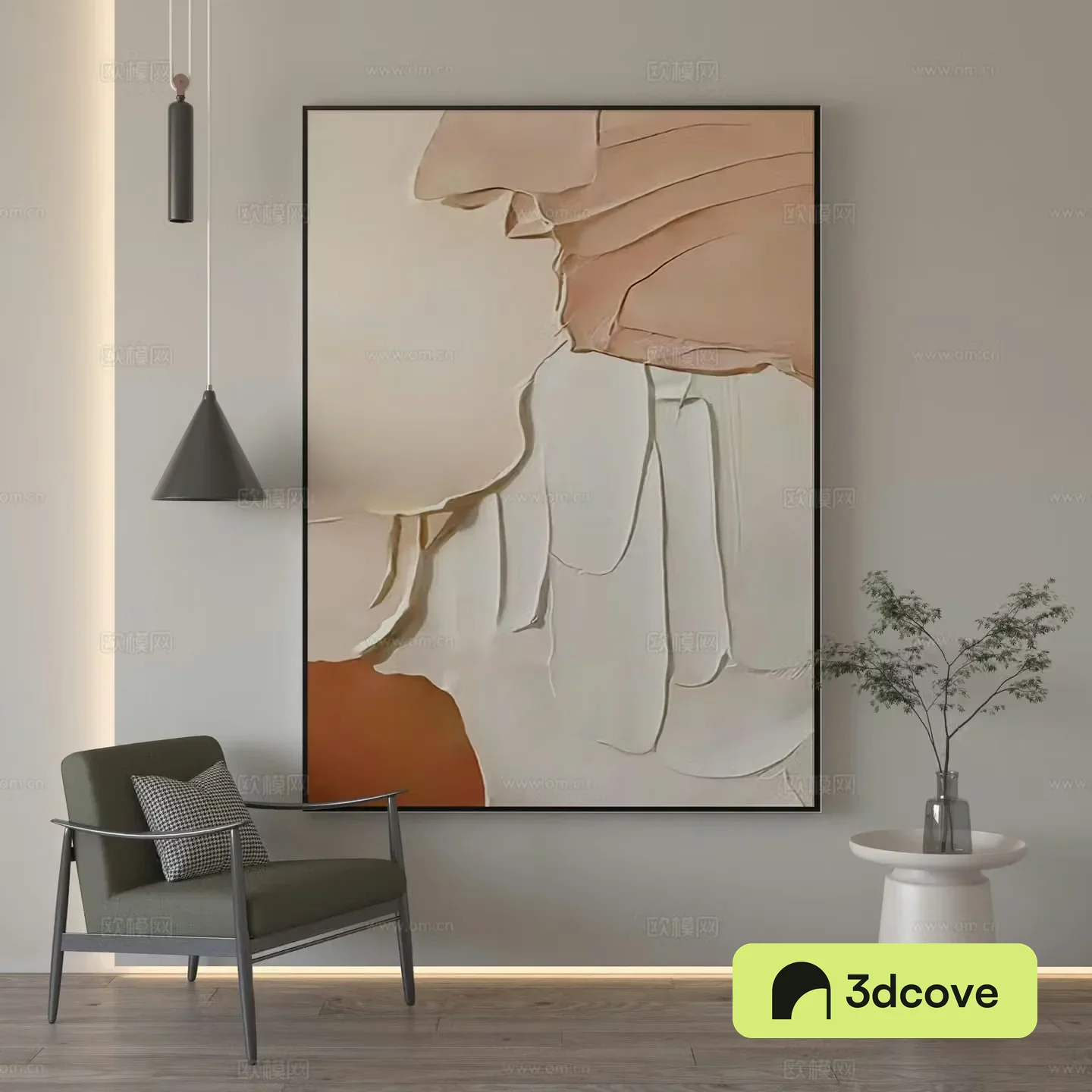 Wasabi wind abstract texture decoration painting 3d model