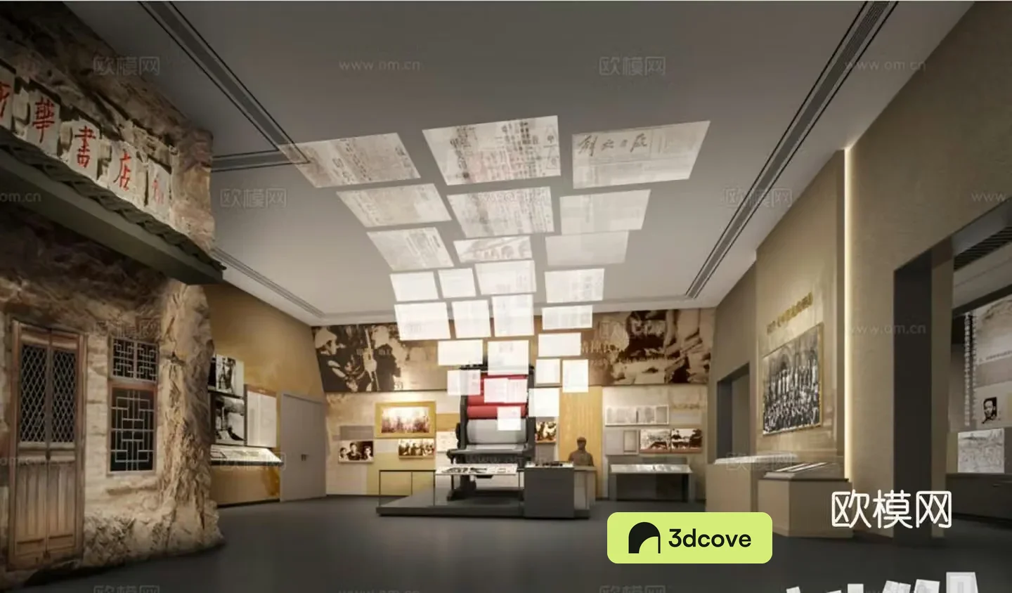 Museum Cultural Relics Printer Newspaper Exhibition Wall Exhibition Hall