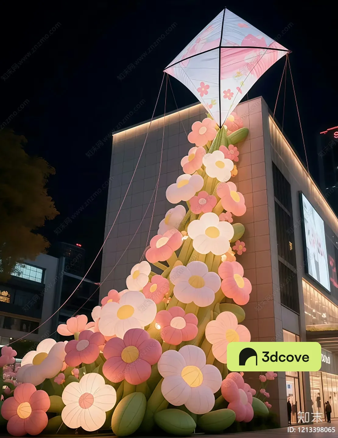 A Large Floral Display With A Kite