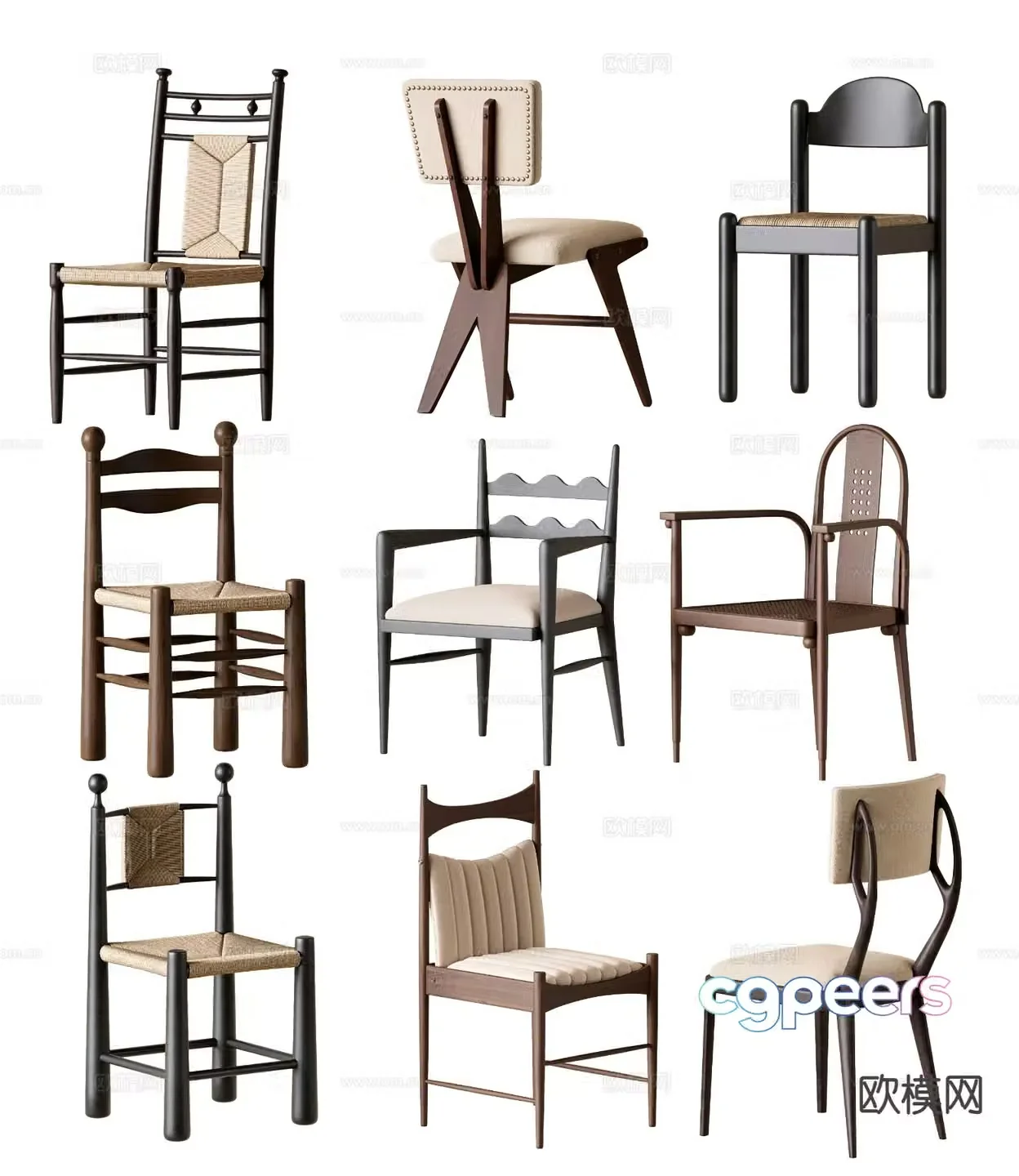 Medieval style chair leisure chair dining chair 3d model